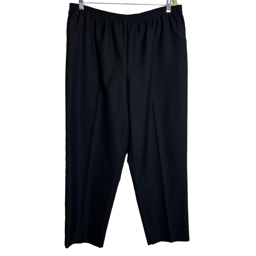 Alfred Dunner Womens Pull On Pants Size 16 Black Linen Blend